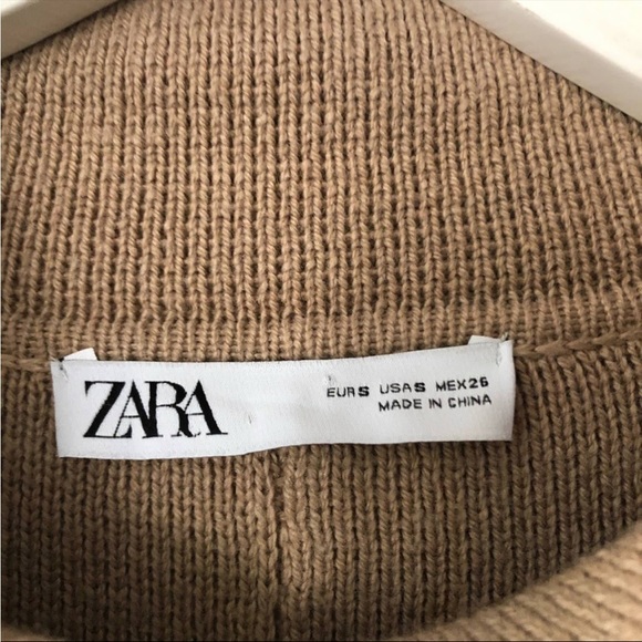 Zara Beige Oversized Knit Button Down Shacket Relaxed Sleeves - Picture 4 of 10